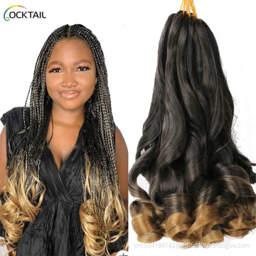 Kanekalon high temperature fiber spanish wavy french curly braiding hair extention, romance spanish bulk crochet braid in stock